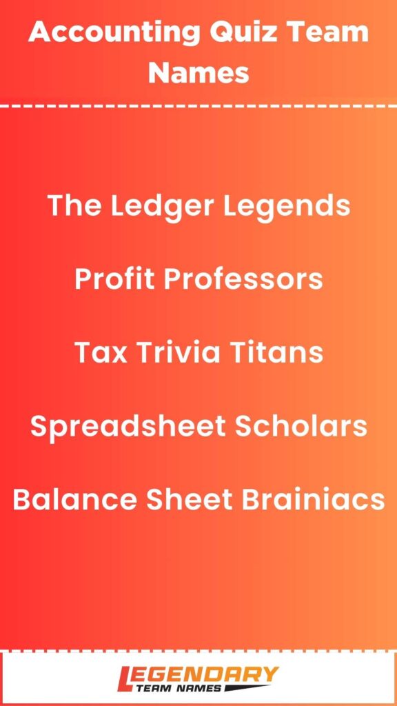 Accounting Quiz Team Names