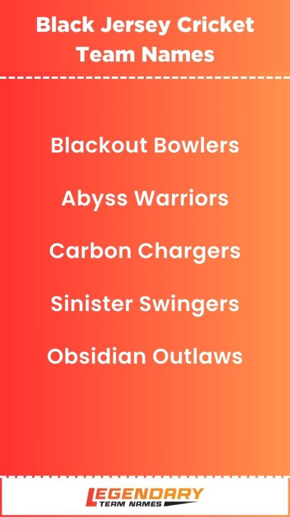 Black Jersey Cricket Team Names