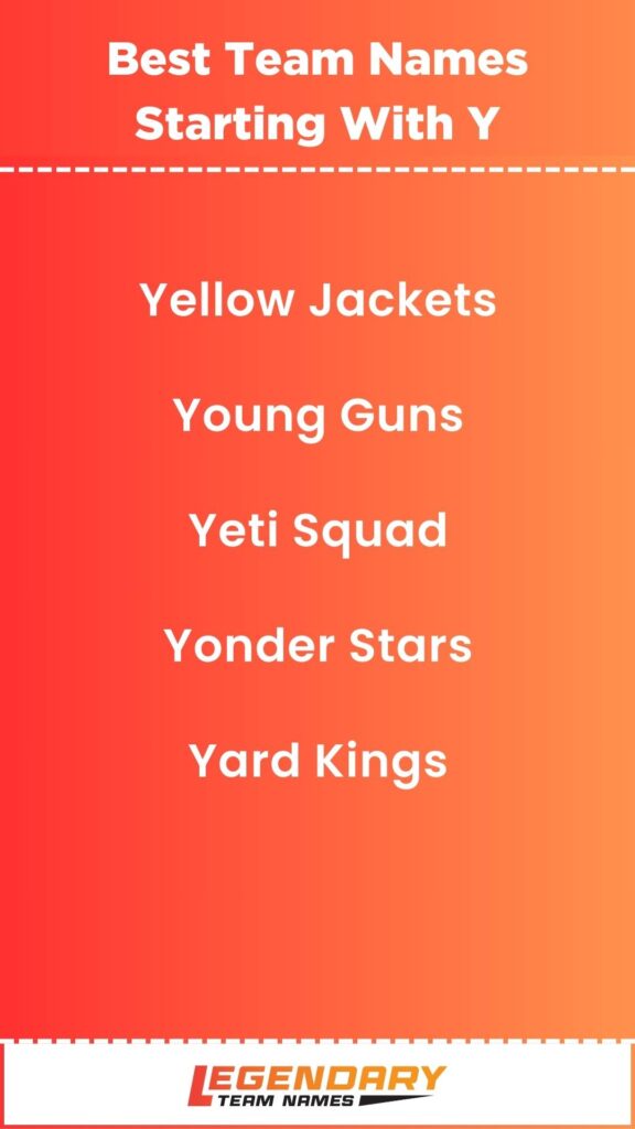 Best Team Names Starting With Y