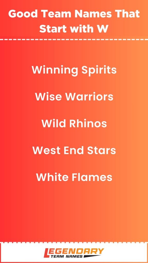 Good Team Names That Start with W