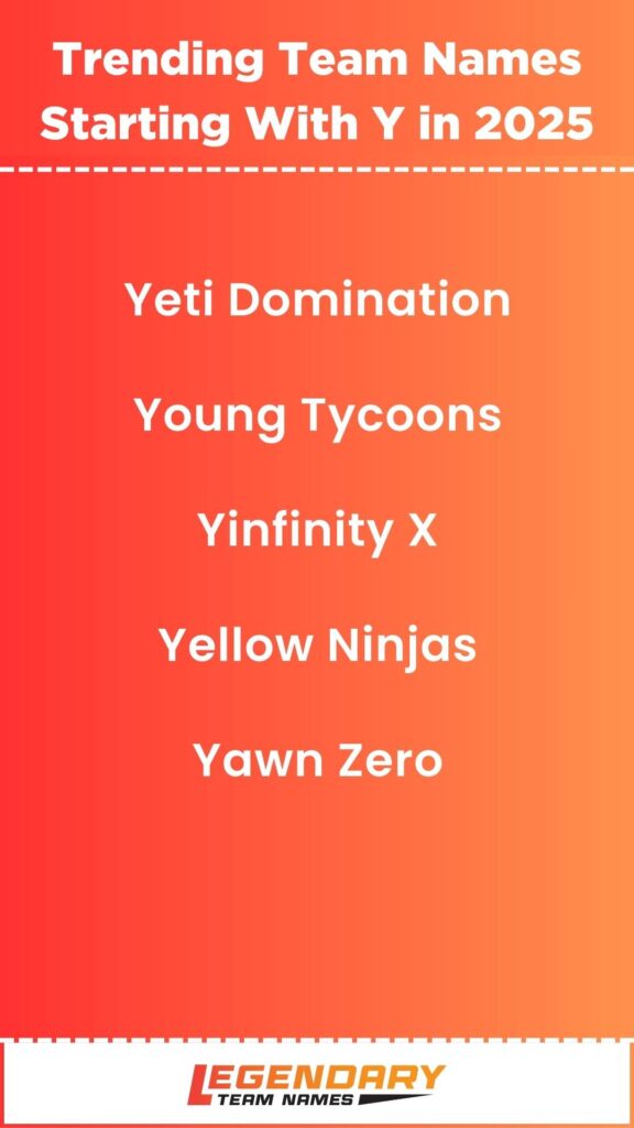 Trending Team Names Starting With Y in 2025